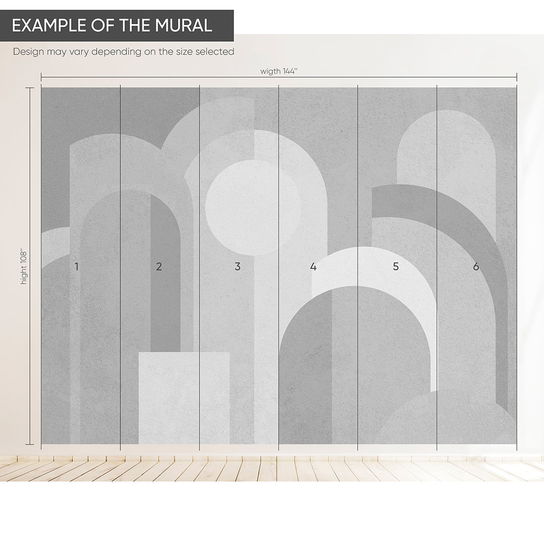 Modern Gray Geometric Shapes Wall Mural AM002 - Self-Adhesive Peel and Stick Wallpaper for Living Room, Bedroom, Office Decor