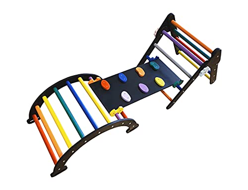 WoodenLikes Set of 3 Montessori Climbing Triangle for Kids & Toddlers - Indoor Jungle Gym with Slide & Arch Ramp - Safe Climbing Toys for Toddlers 1-5 Years - Perfect for Playrooms, Daycares & Home Play Areas