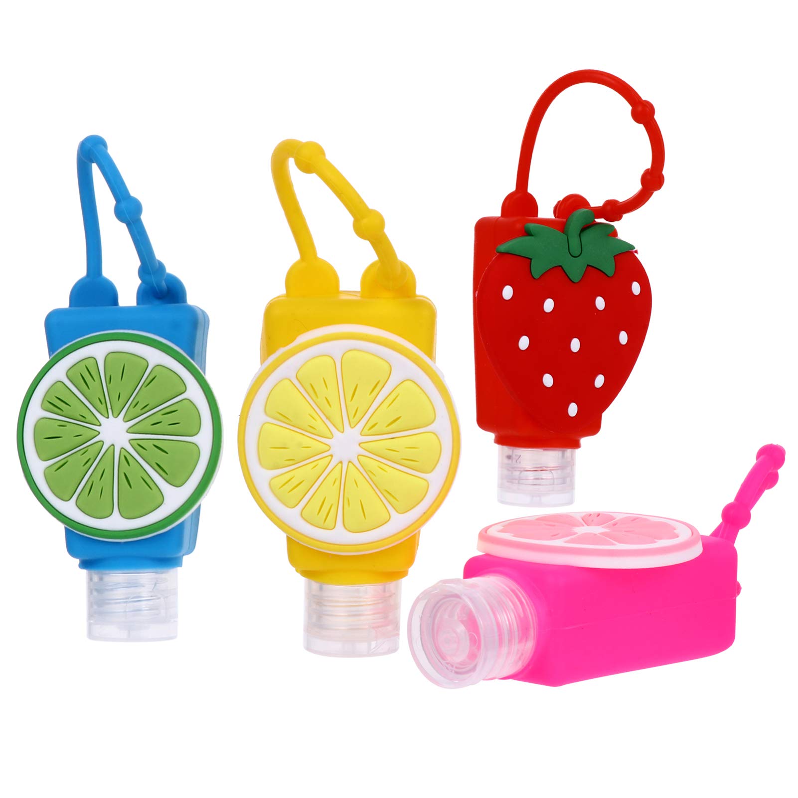 HEMOTON 4-Pack 30ml Empty Travel Bottles with Silicone Case & Keychain - Leak-Proof Portable Squeeze Bottles for Lotion, Hand Sanitizer, Shampoo - Perfect for Toiletries, Gym, Airplane Carry-On & Daily Essentials