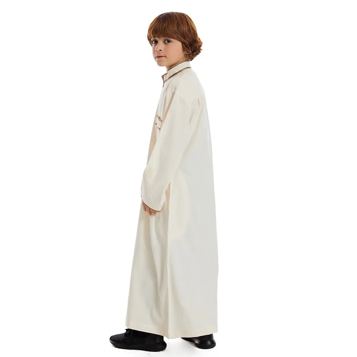 Premium Middle Eastern Arab Boy Thobe Thawb - Traditional Islamic Zipper Robe for Kids - Perfect for Eid, Weddings & Special Occasions