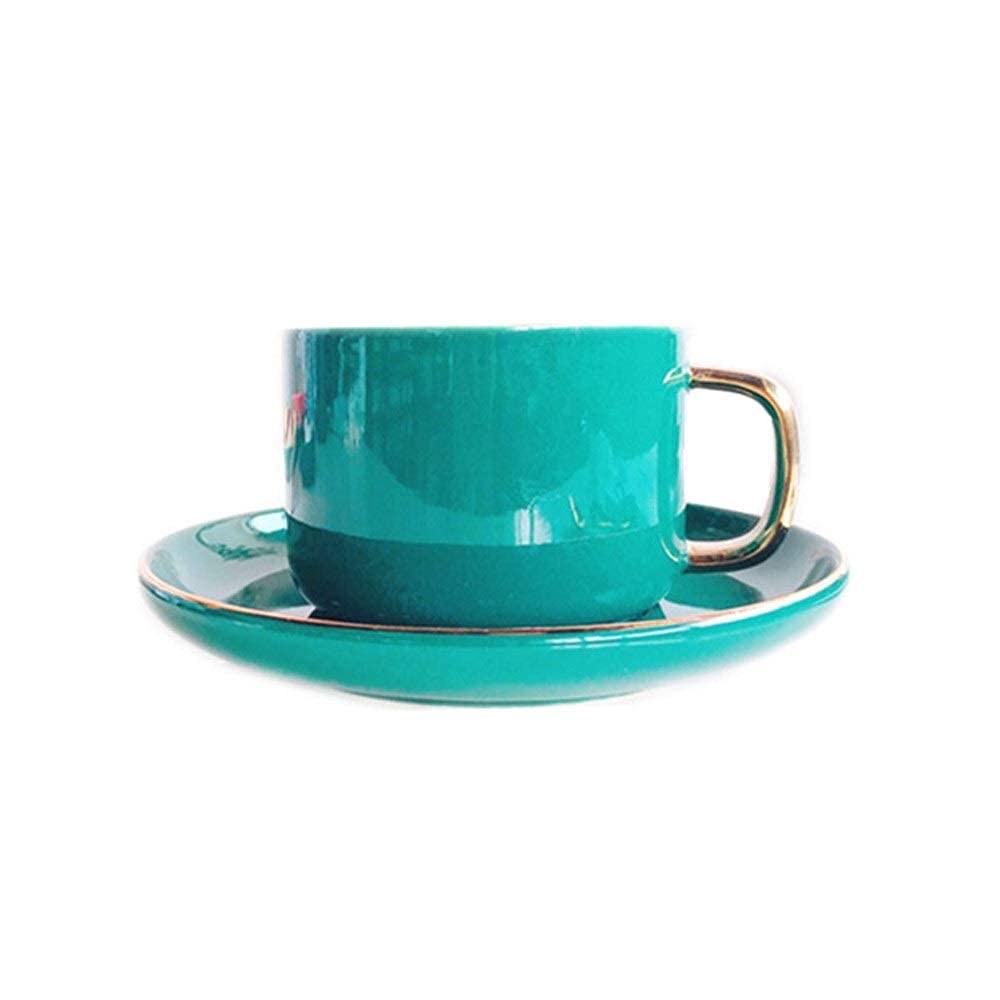 Premium Ceramic Coffee Mug Set - High Temperature Resistant, Includes Cup & Saucer - Perfect for Office, Home, or Afternoon Tea - Ideal for Latte, Espresso, Milk & Hot Drinks (Green) - Great Gift for Coffee Lovers
