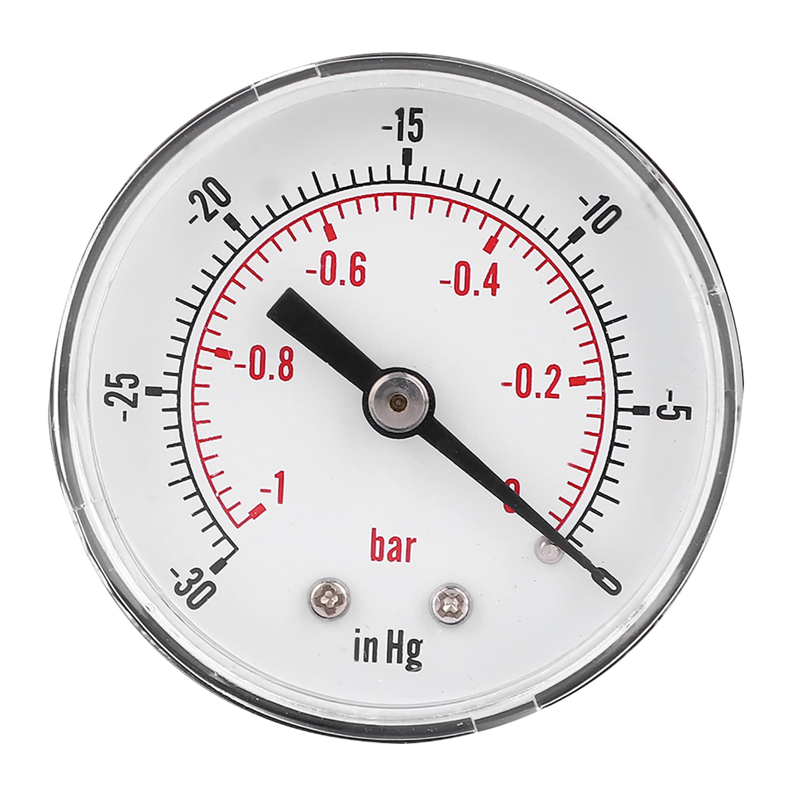 1/8 BSPT Back Connection Vacuum Gauge with Clear Transparent Cover - Accurate Pressure Measurement for Air, Water, Oil & Gas - Ideal for HVAC, Automotive & Industrial Applications