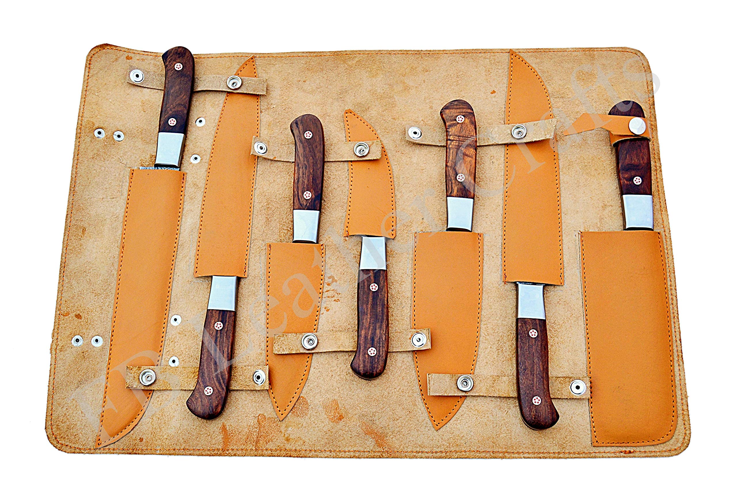 Premium Damascus Steel Kitchen Knives Set - 7-Piece Handcrafted Chef Knife Collection with Rosewood Handle (FBK-1097) - Perfect for Professional Chefs & Home Cooking Enthusiasts