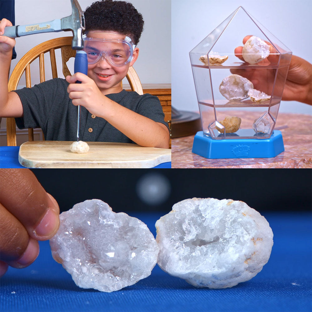 Wow in the World: Break Open Crystal Geodes Kit - Science STEM Educational Toy for Kids - Discover Real Crystals & Minerals - Perfect for Birthday Gifts & Classroom Geology Activities