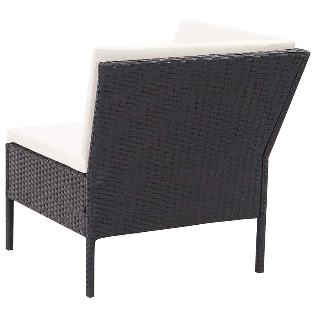 3-Piece Black Poly Rattan Garden Lounge Set with Cushions - Perfect for Patio, Backyard, Poolside & Outdoor Relaxation