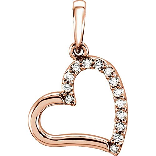 14K Rose Gold 0.06 CTW Diamond Heart Pendant Necklace for Women - Perfect Gift for Valentine's Day, Anniversary & Special Occasions