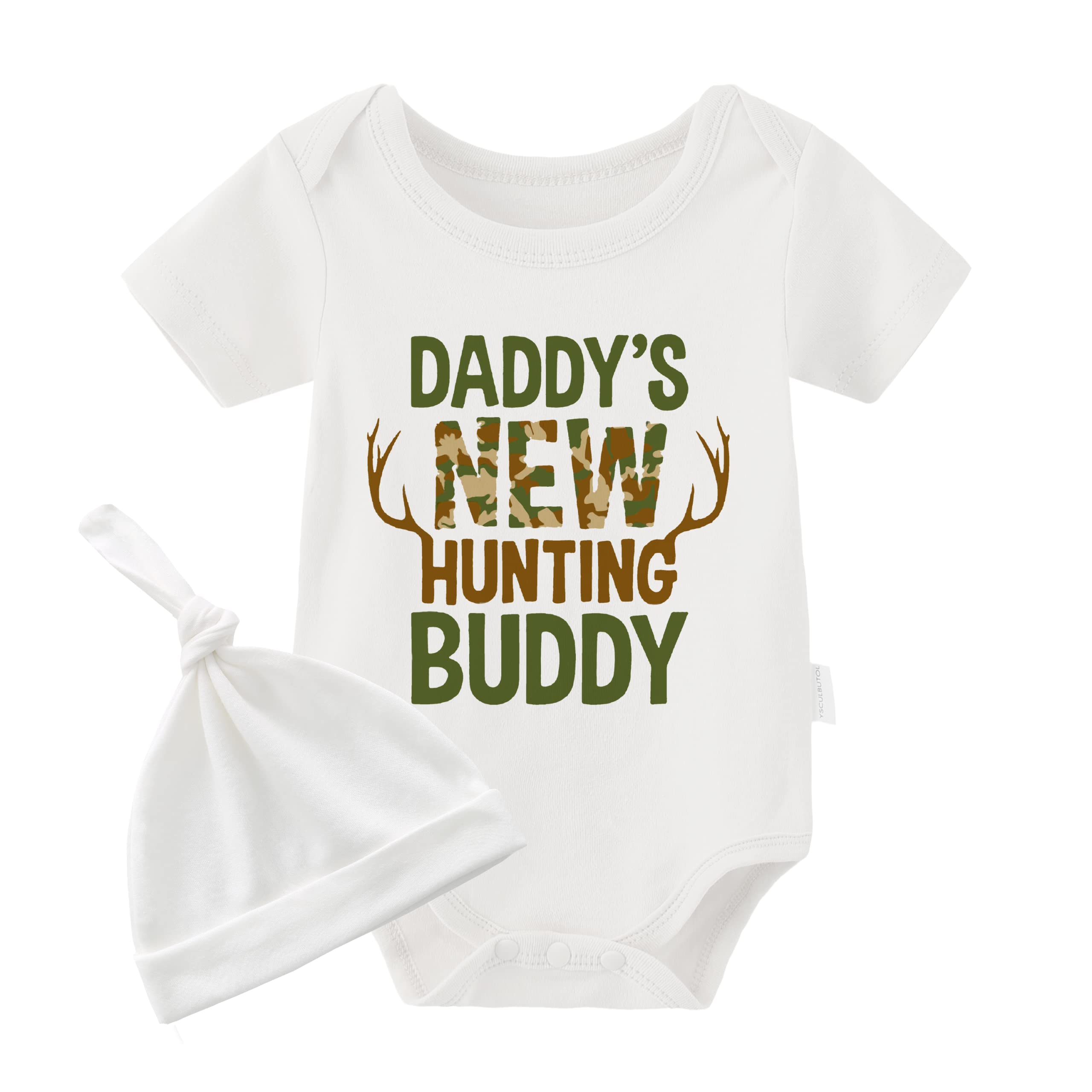 YSCULBUTOL Baby Boys Hunting Outfit - Daddy's New Hunting Buddy Romper for Newborns & Toddlers | Perfect for Outdoor Adventures & Family Hunting Trips