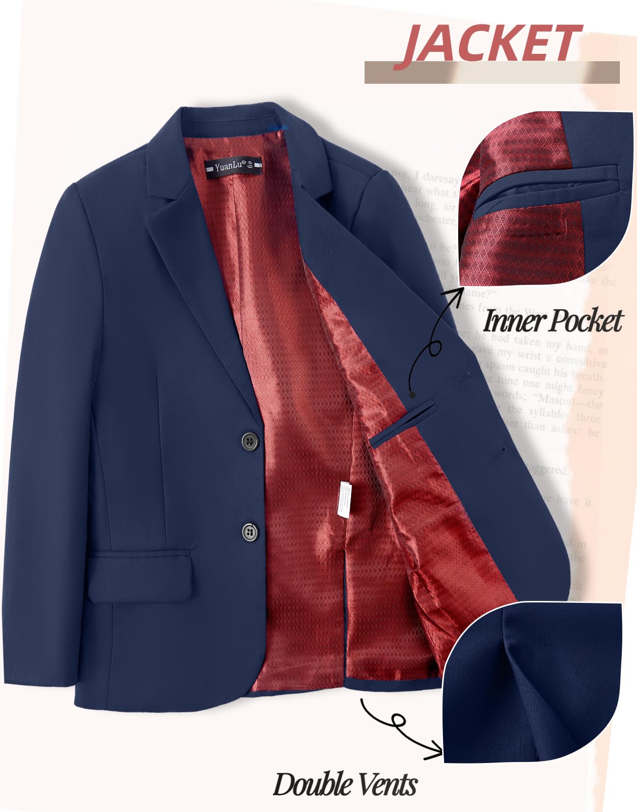 YuanLu Boys Suit Jacket - Slim Fit Formal Dress Coat for Kids | Perfect for Weddings, School Events & Special Occasions