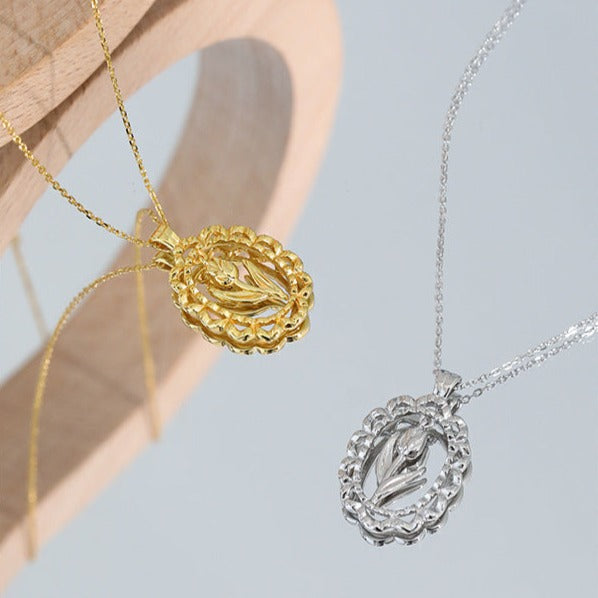Elegant Tulip Flower Pendant Necklace for Women - 18K Gold Plated Chain Jewelry Gift for Mother's Day, Anniversary & Valentine's Day | Perfect for Parties, Weddings & Everyday Wear | SX268