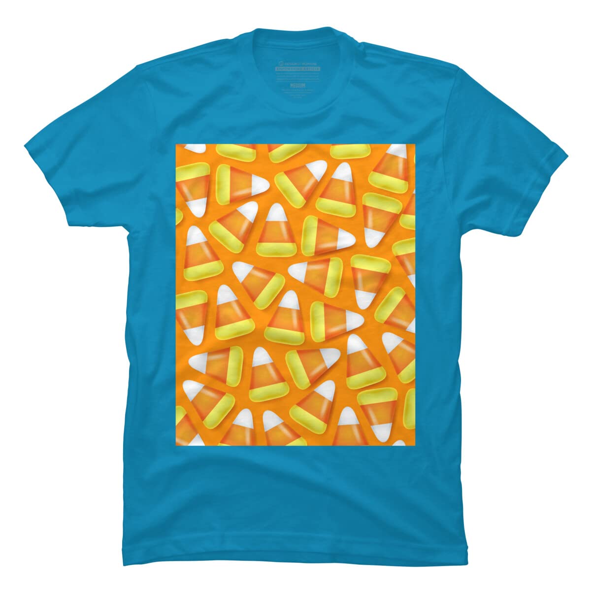 Design By Humans Men's Halloween Candy Corn Graphic T-Shirt | Funny Costume & Party Outfit | NewburyBoutique Cotton Tee for Trick or Treat, Cosplay & Halloween Festivals