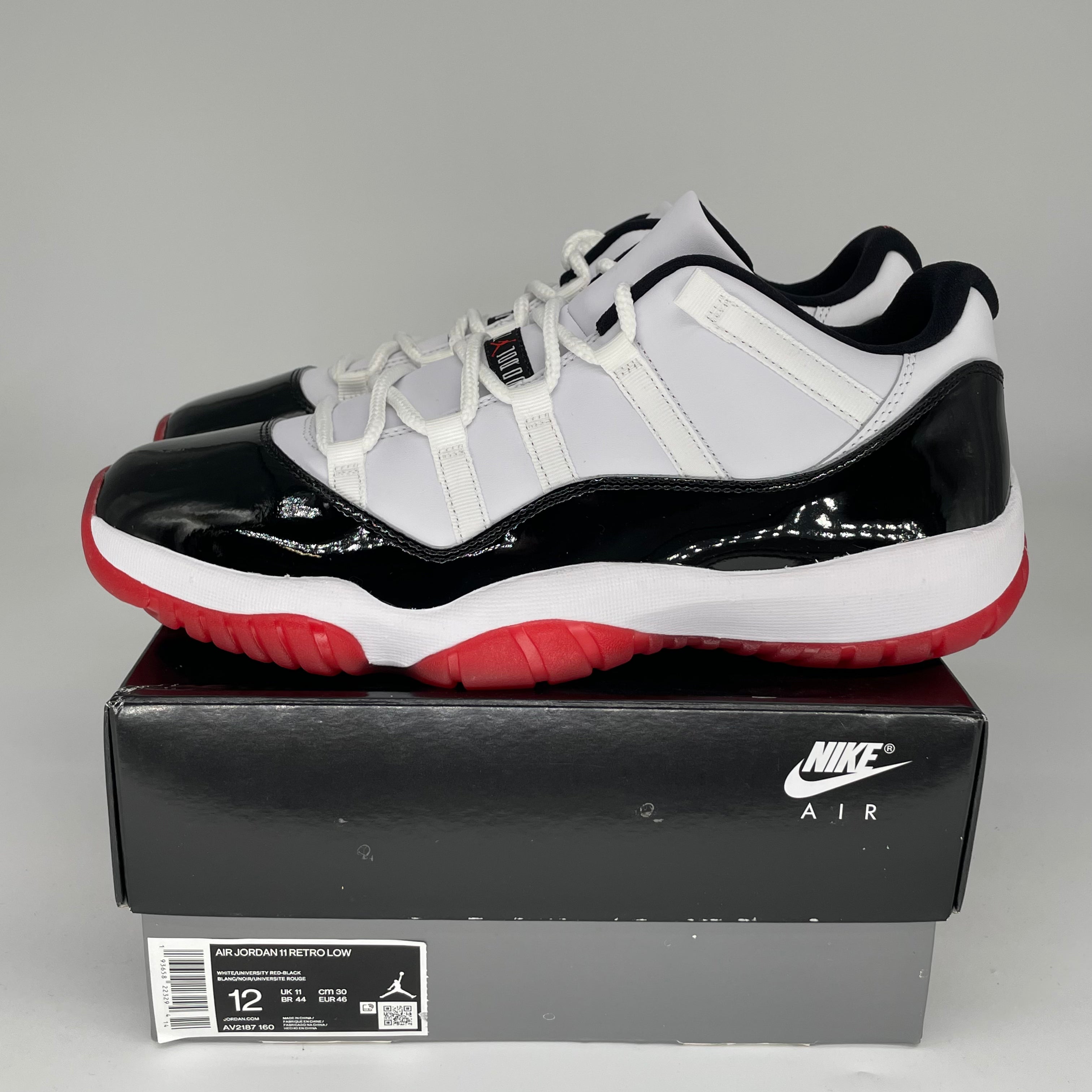 Original Air Jordan 11 Low Concord Bred Men's Basketball Shoes Size 12 (AV2187-160) - Perfect for Casual Wear & Street Fashion