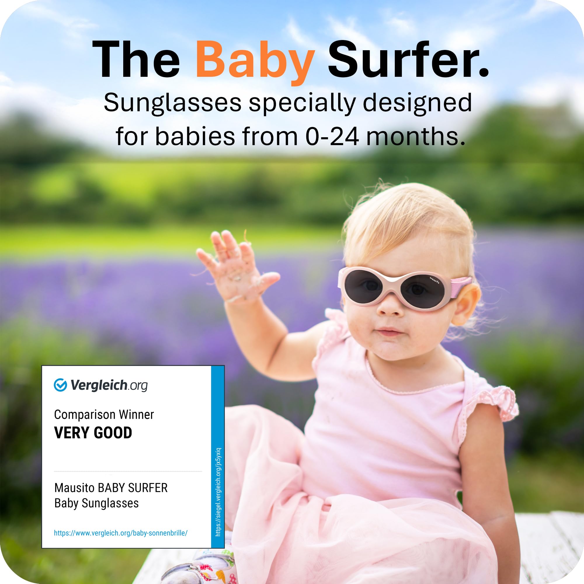 Mausito Baby Sunglasses for 0-24 Months | Flexible BPA-Free Infant Sunglasses with Adjustable Strap | 100% UV Protection | Perfect for Beach, Outdoor Play & Car Rides