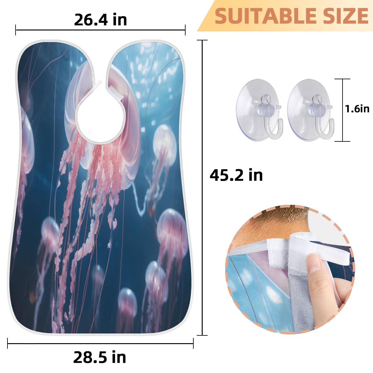 Waterproof Beard Shaving Bib for Men & Women - Jellyfish Marine Animal Design Makeup Hair Dye Apron, Barber Cape for Haircut & Beard Trimming | Sink Hair Catcher, Stylist Accessory Gift (Ideal for Home Salon, Barbershop & DIY Grooming)