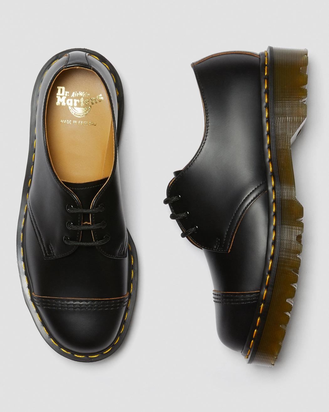 Dr. Martens 1461 Bex Toe Cap Black Quilon Oxford Shoes for Men & Women - Classic 3-Eye Lace-Up Leather Shoes for Work, Office & Casual Outfits