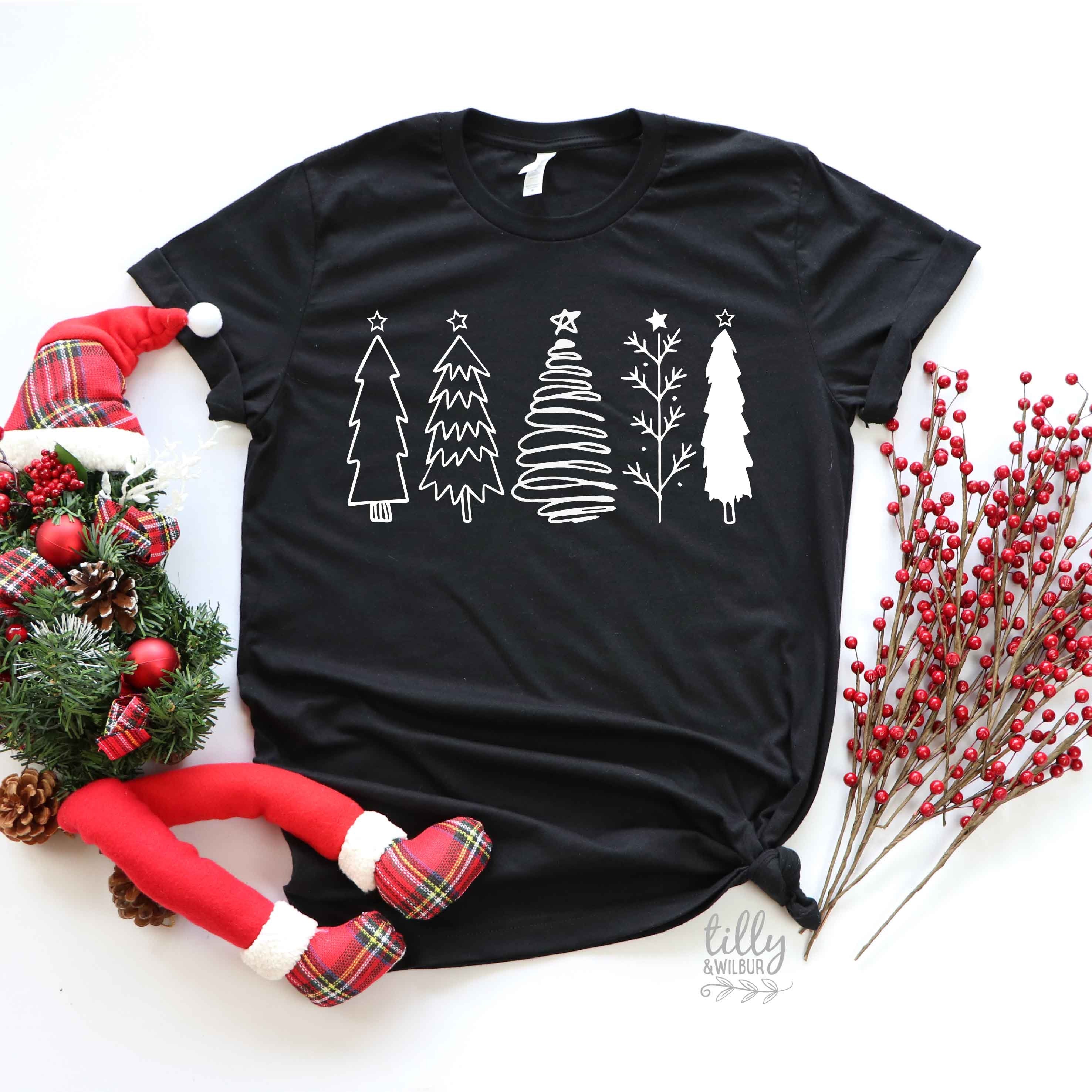 Christmas Tree Graphic T-Shirt for Women & Men - White & More Colors - Holiday Party & Casual Wear