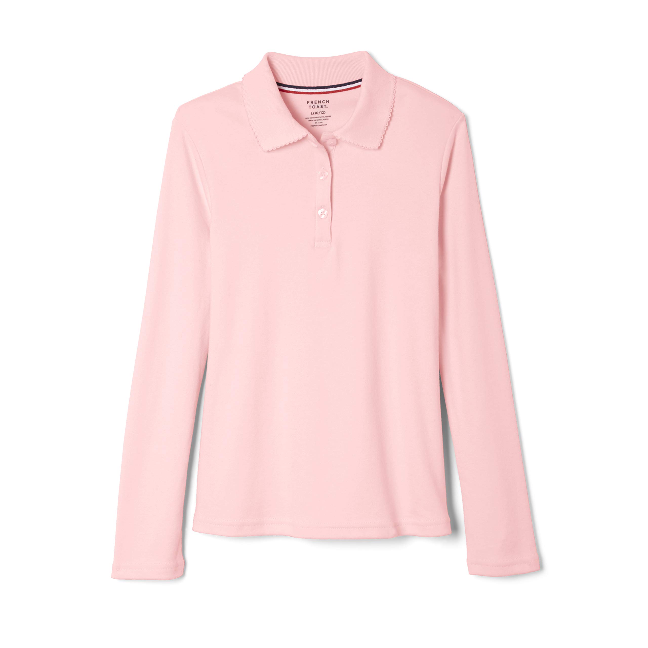 French Toast Girls' Long Sleeve Polo Shirt with Picot Collar - School Uniform Top for Standard & Plus Sizes - Perfect for Classrooms, Choir Performances and Dress Code Events