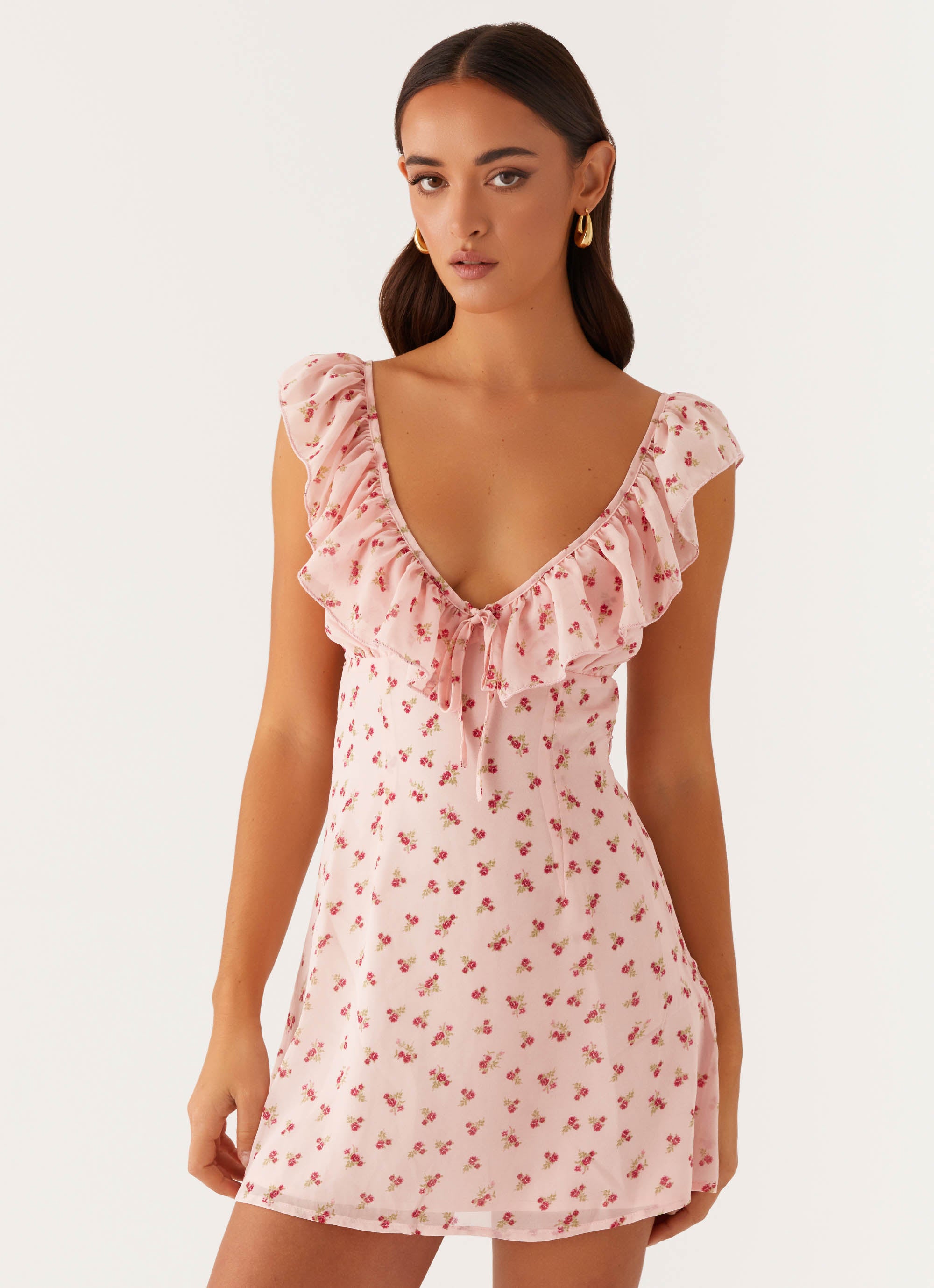 Adrina Ruffle Mini Dress - Floral Print Summer Dress for Women | Perfect for Beach Vacations, Date Nights & Outdoor Parties
