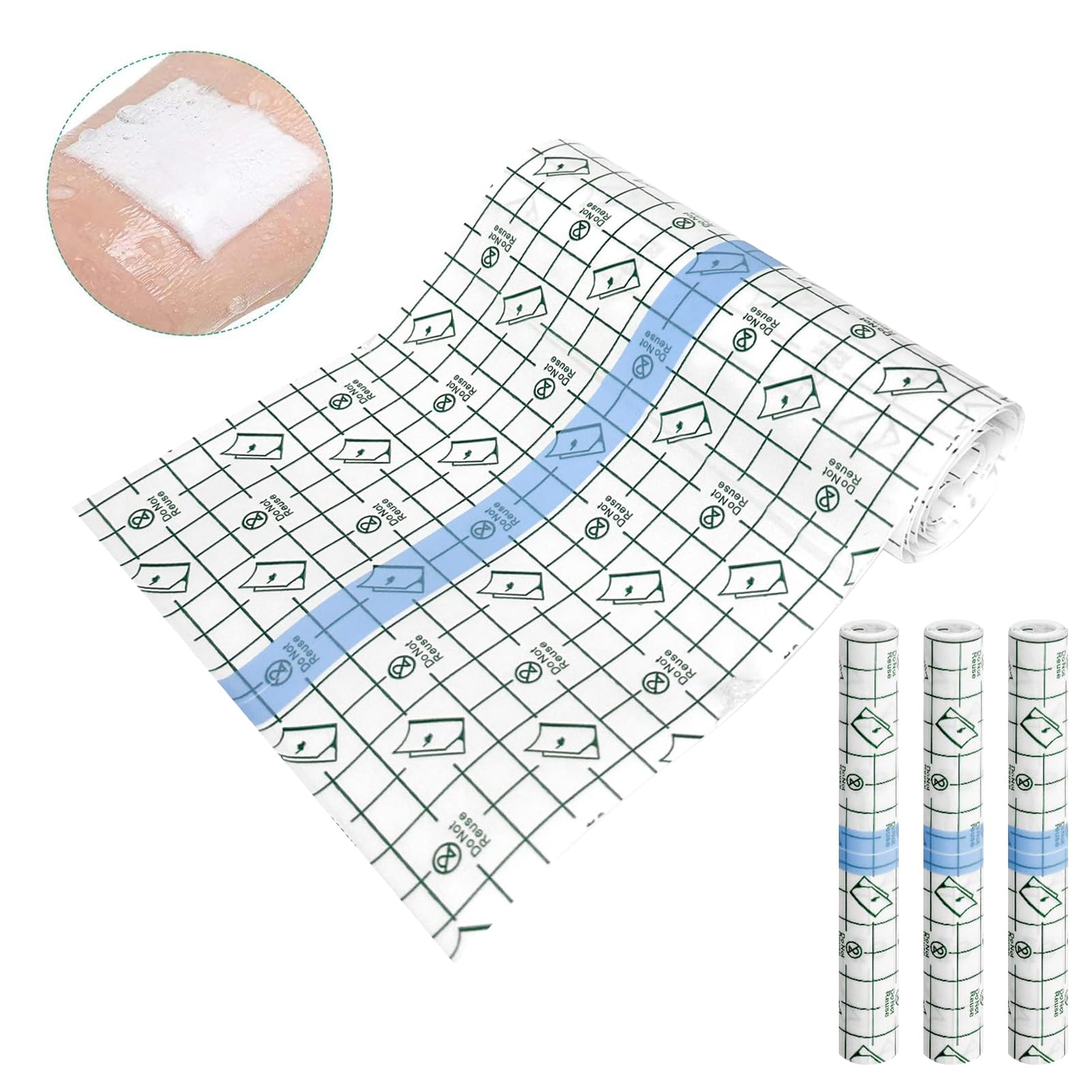 Waterproof Tattoo Bandage 3pcs 1m x 15cm - Transparent Medical Second Skin Tape for Wound & Tattoo Protection - Water Resistant for Sports, Showers & Swimming - Ideal for Post-Tattoo Care & Wound Healing