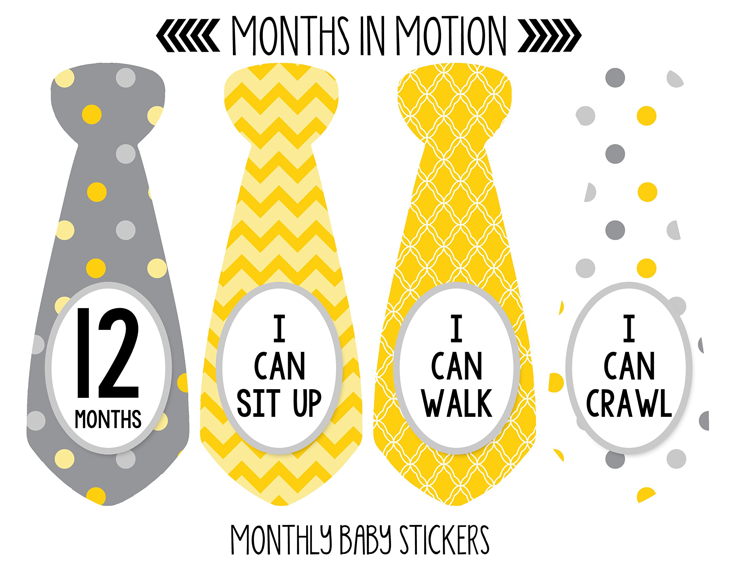 Baby Monthly Milestone Necktie Stickers - Newborn Boy Photo Props - Set of 20 Adhesive Month Stickers for Baby's First Year - Perfect for Monthly Photos, Scrapbooking & Memory Keepsakes