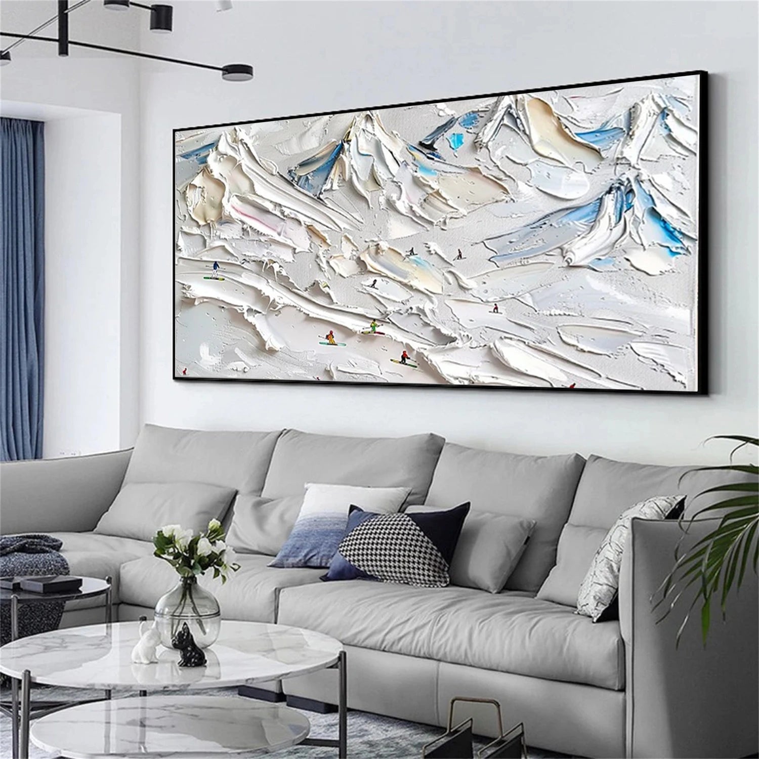 SP054 Textured Skiing Sport Art Painting Canvas - Perfect for Home Decor, Office Wall Art & Winter Sports Enthusiasts