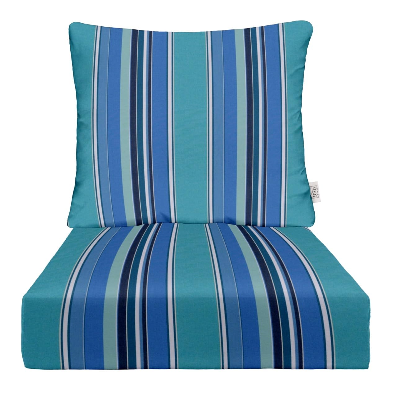 RSH DECOR: Sunbrella Deep Seating Cushion with Pillow Back - 24” x 27” Waterproof & Fade-Resistant Outdoor Chair Cushion Set for Patio Furniture - Dolce Oasis Pattern - Perfect for Poolside Lounging & Backyard Relaxation