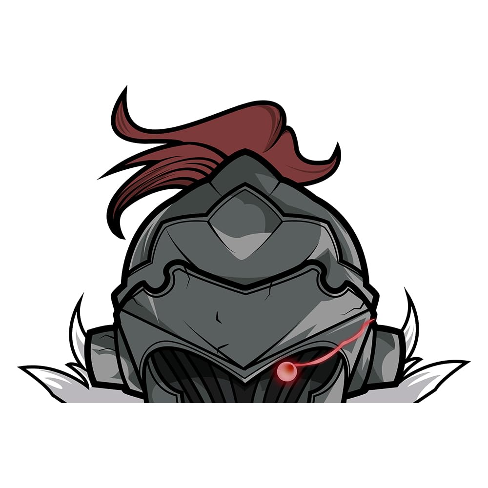 EARLFAMILY 5.1'' Knight in Armor Peeker Car Sticker - JDM Van, Car Door, Windows, Laptop, Helmet Decal - Cartoon Anime Car Accessories for Vehicles, Laptops, and Helmets