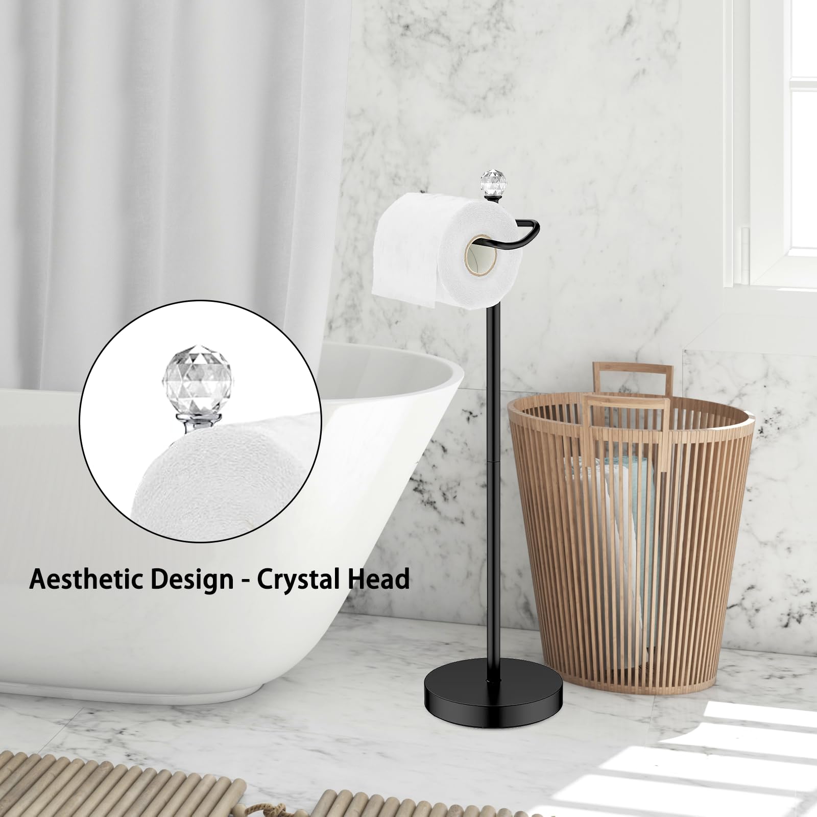 Free Standing Toilet Paper Holder Stand for Bathroom - 24.4
