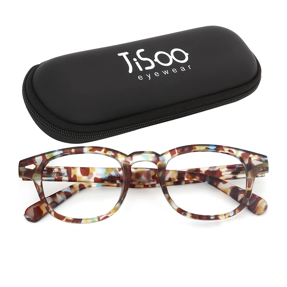 JiSoo Blue Light Blocking Glasses for Women & Men - Trendy Gaming & Computer Eyewear with Spring Hinge - Anti Eye Strain Glasses for Work, Study & Screen Time - Stylish Multicolor Frames