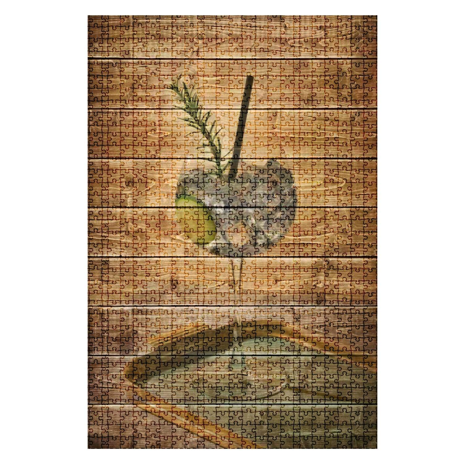 1000-Piece Wooden Jigsaw Puzzle - Gin & Tonic Cocktail & Musical Instrument Design - Challenging Adult Puzzle Game - DIY Educational Toy Gift for Adults & Kids - Home Decor Art - Perfect for Family Game Nights, Birthday Gifts & Relaxation Therapy