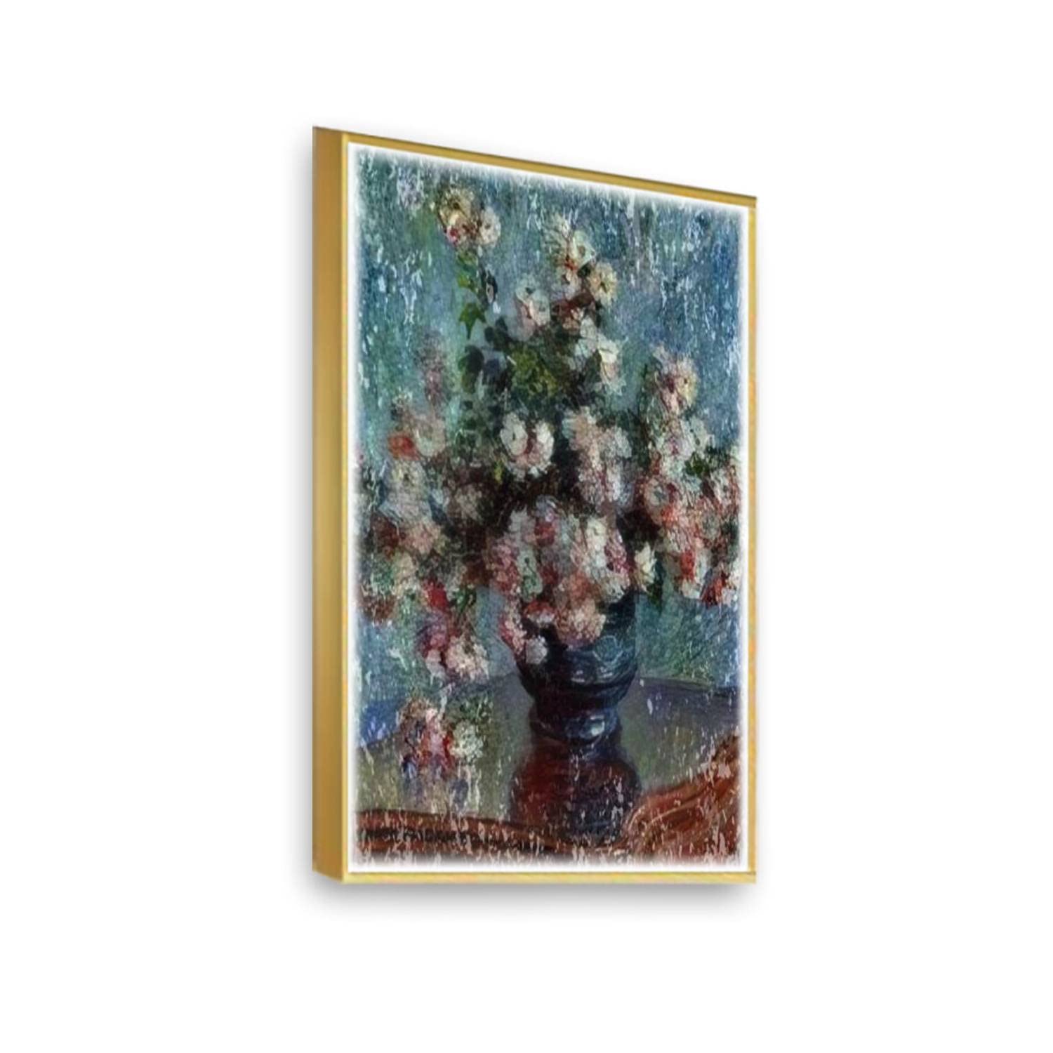 LED Canvas Print - Lighted Wall Art Chrysanthemums by Claude Monet 1882 | French Impressionist Glowing Painting | Framed Home Decor for Living Room, Bedroom & Office | Ready to Hang Artwork for Modern Interior Design