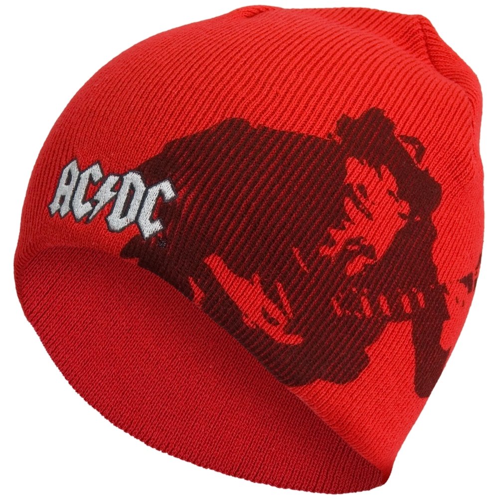 AC/DC Official Merchandise - Red Sprayed Picture Knit Beanie for Men & Women | Rock Band Winter Hat for Concerts & Outdoor Activities