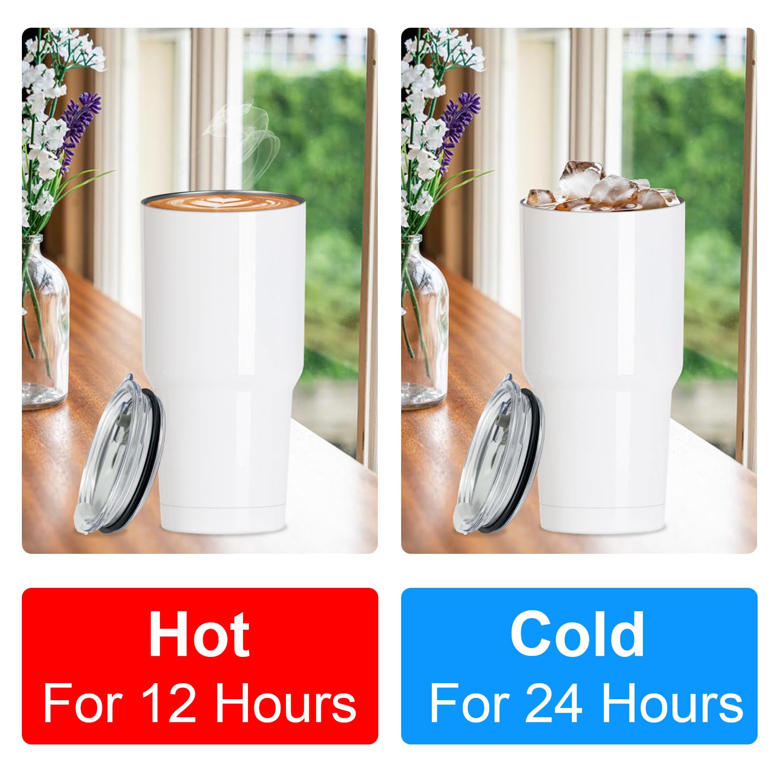 30oz Sublimation Tumblers Bulk 4-Pack - Stainless Steel Vacuum Insulated Coffee Mugs with Leak-Proof Lids & Shrink Wrap - DIY Customizable Drinkware for Hot/Cold Beverages - Perfect for Travel, Office, Gifts & Personalized Crafts (White)