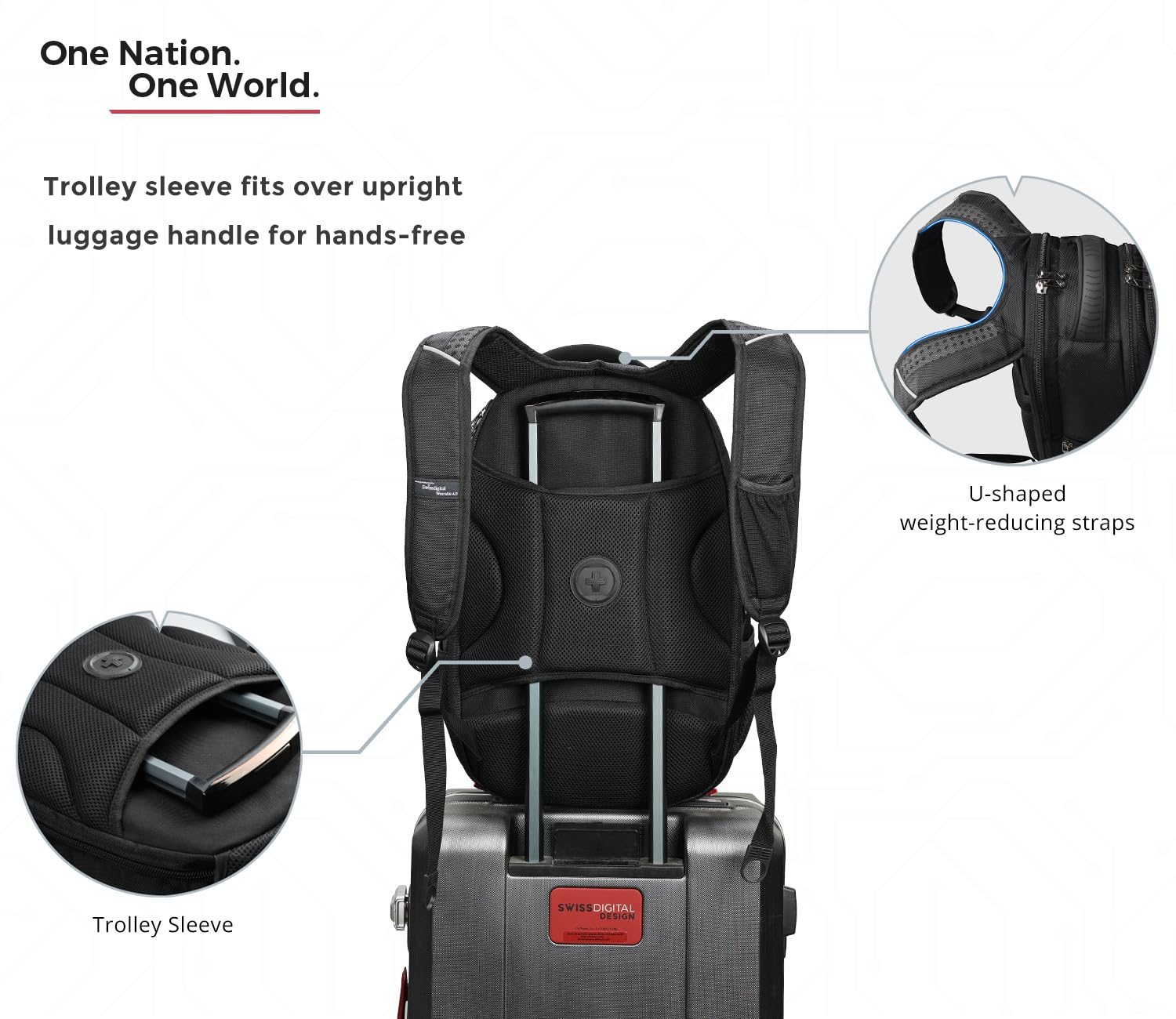 Swissdigital CIRCUIT Men's Laptop Backpack - USB Charging Port & RFID Protection - Fits 15.6 Inch Laptops - College, Business & Travel Backpack - Black (J14-BR) | Perfect for Work Commute, School & Airplane Carry-On