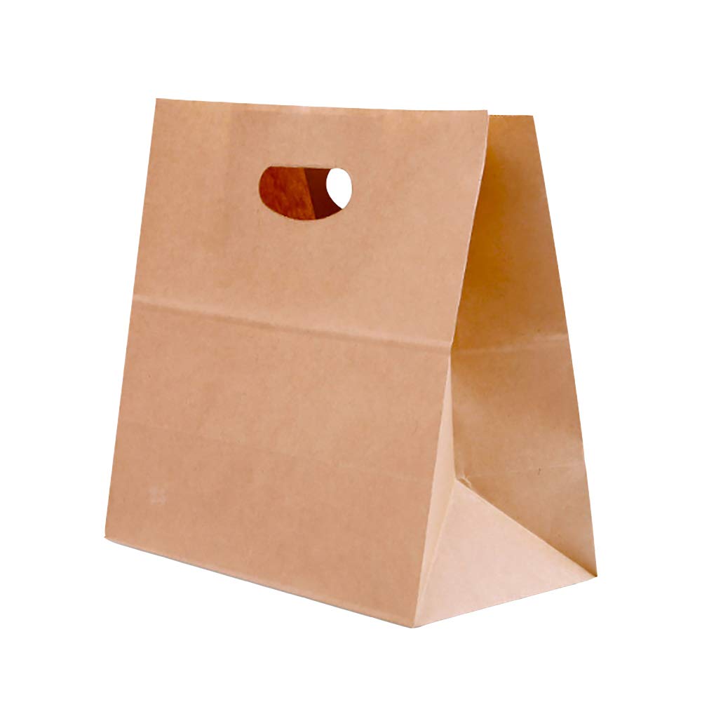 GSHLLO 10-Pack Eco-Friendly Kraft Paper Tote Bags with Die-Cut Handles - Reusable Gift, Shopping & Grocery Bags for Parties, Retail & Everyday Use
