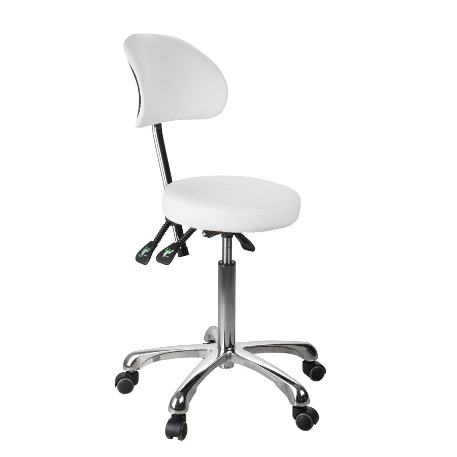 Silverfox 1025B Rolling Stool with Adjustable Backrest - Ergonomic Rolling Chair for Salon, Tattoo Studio & Home Office Use