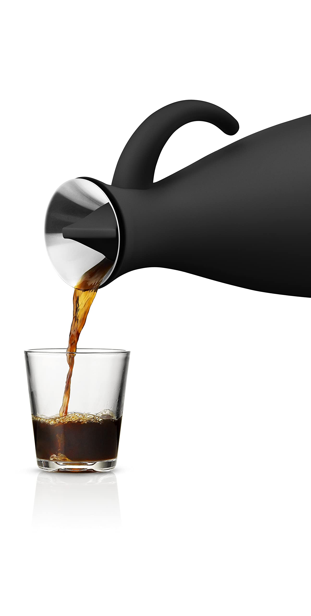 Eva Solo 502801 Vacuum Insulated Stainless Steel Jug - 1 Liter (34 oz) Capacity, Matt Black Finish, 15.5 x 15.5 x 29 cm - Keeps Beverages Hot/Cold for Hours - Perfect for Coffee, Tea, Cocktails & Outdoor Activities
