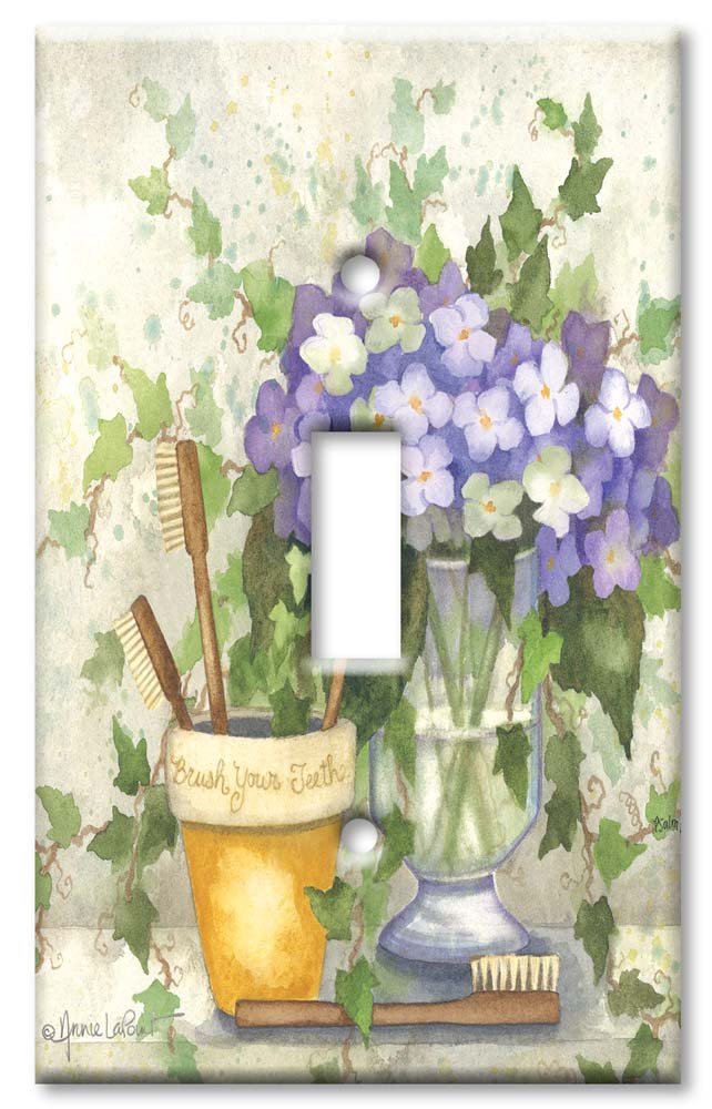 Oversized Single Gang Toggle Switch Plate - Decorative Metal Wall Plate & Brush Holder - Made in USA - Perfect for Home Decor, Office & Art Studio Organization