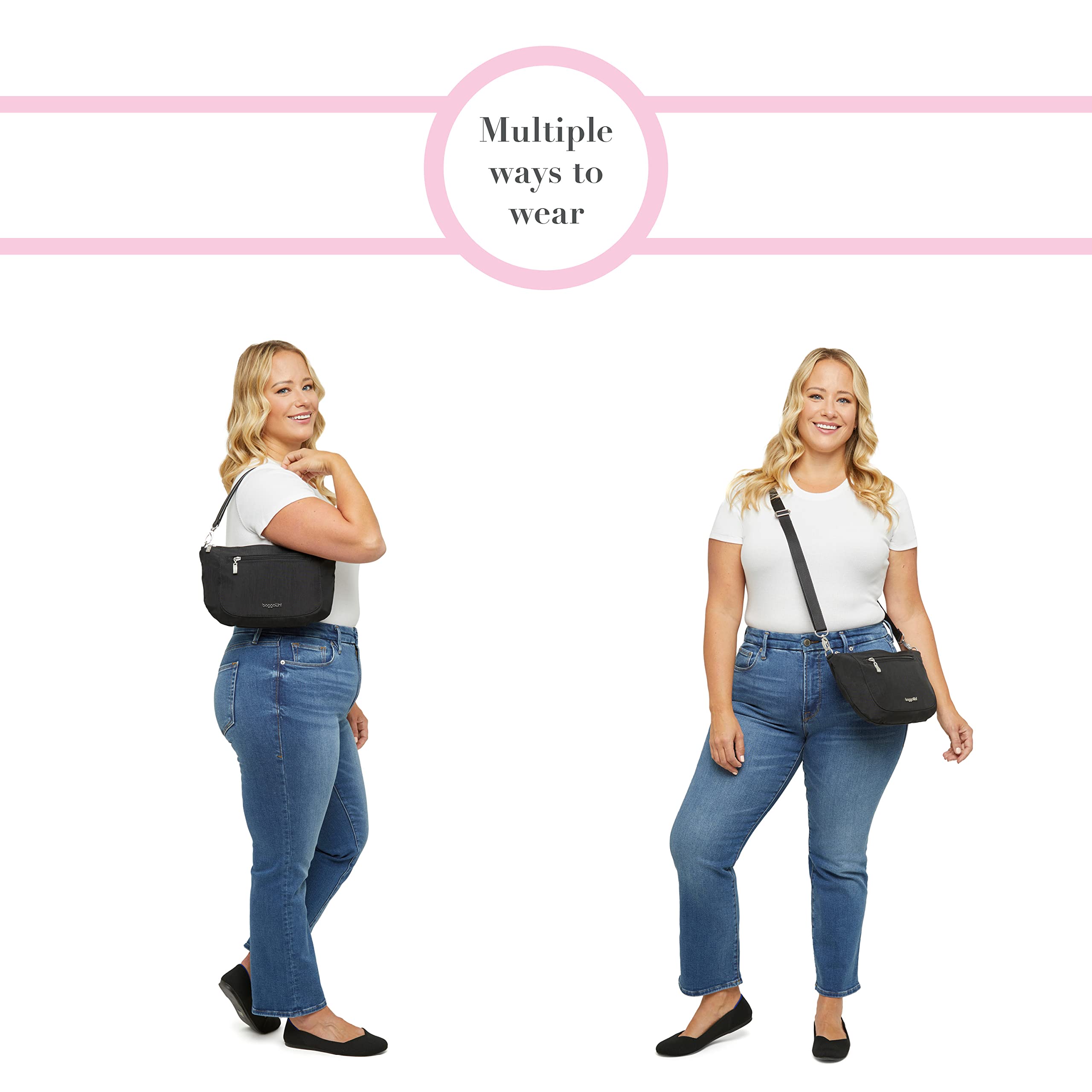 Baggallini Modern Everywhere Half Moon Crossbody Bag - Stylish & Lightweight Purse for Women | Perfect for Travel, Shopping & Everyday Use