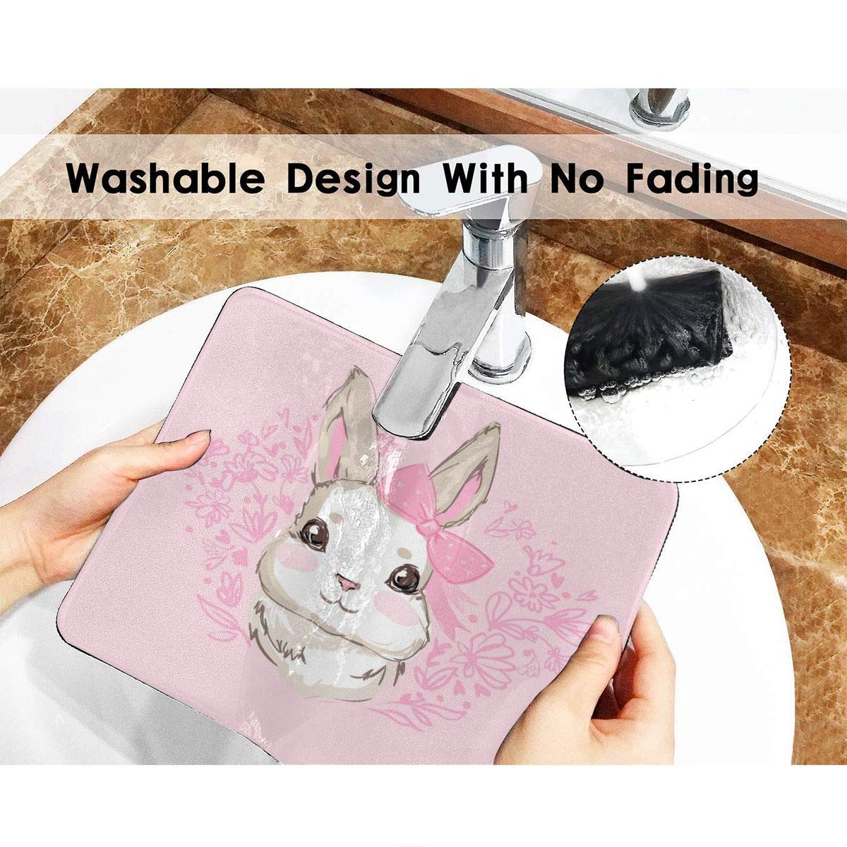 Non-Slip Gray Rabbit Design Rubber Mouse Pad - Round & Square Shapes for Home Office Computer Use, Gaming, and Workstations