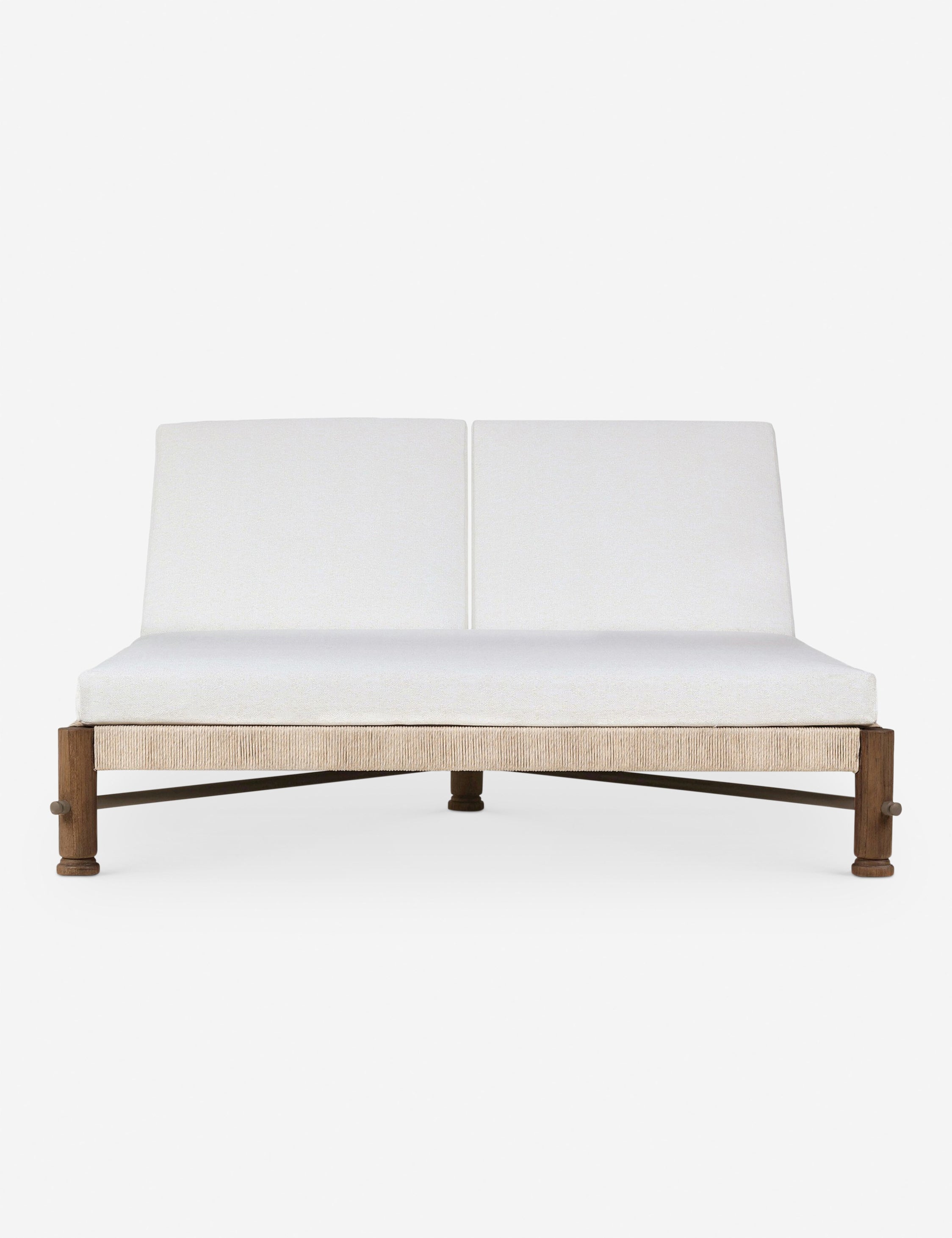 Finnegan Indoor Outdoor Double Chaise Lounge - Amber Lewis x Four Hands Collaboration - Perfect for Patio, Poolside & Living Room Relaxation