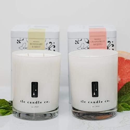 Rosemary Mint & Grapefruit Mint Soy Candles Gift Set - 11oz Each, 60 Hours Burn Time, Natural Essential Oil Scented Candles for Relaxation, Spa, Yoga, and Home Decor