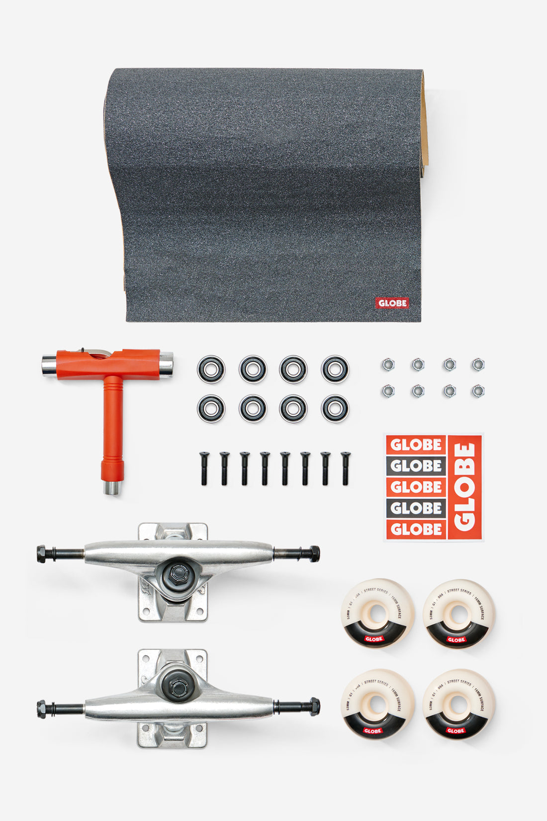 Globe Everything But the Deck Kit - Complete Skateboard Accessories Set | Perfect for Skateboard Maintenance & Customization | Ideal for DIY Skateboarders & Skate Shop Owners