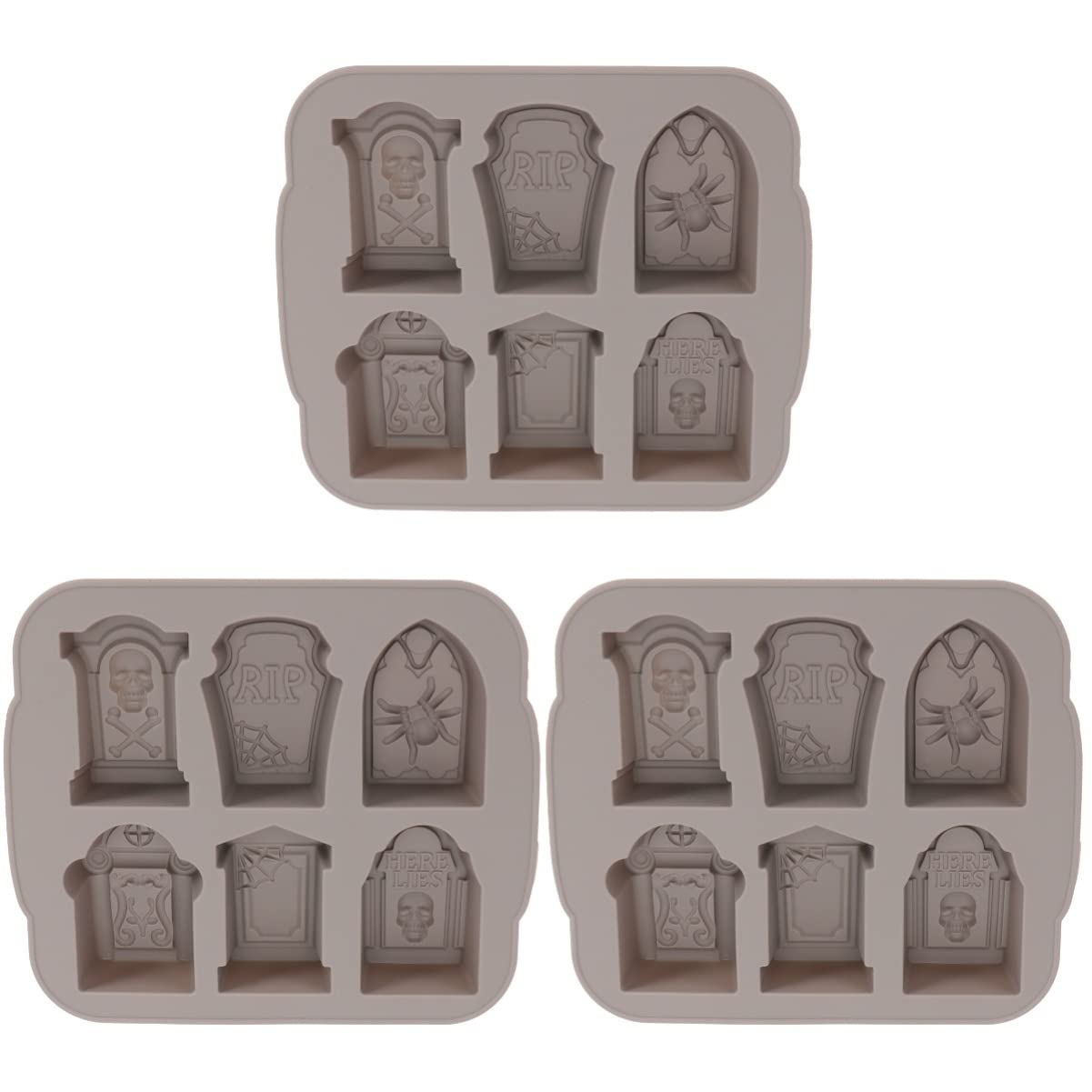 Premium Halloween Silicone Mold Set - 3D Tombstone, Fondant & Polymer Clay Molds for DIY Decor, Ice Cube Trays | Perfect for Halloween Party Decorations, Baking Crafts & Resin Art Projects