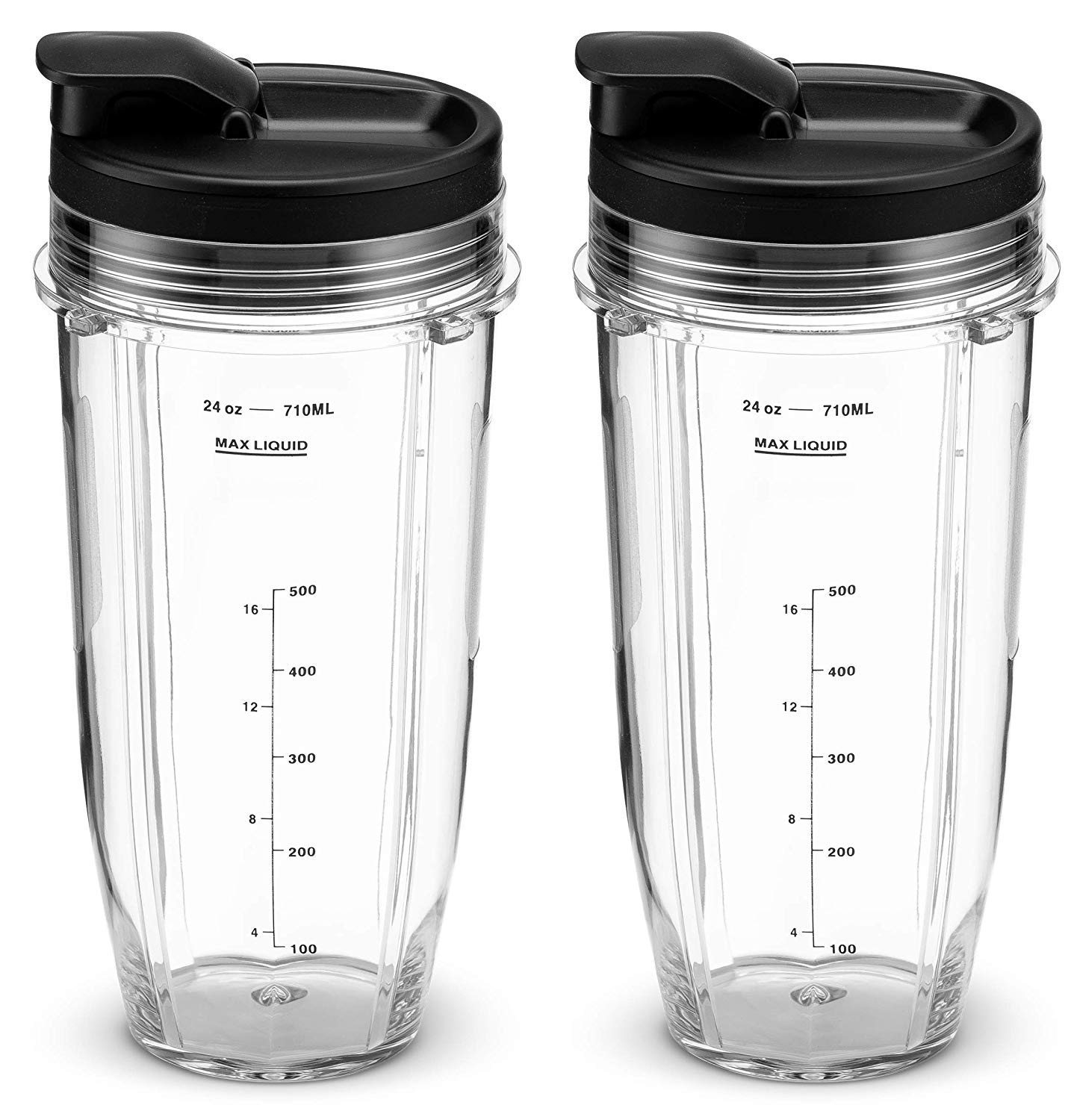 Nutri Ninja 24 oz Tritan Cups with Sip & Seal Lids - Compatible with BL480, BL490, BL640, BL680 Auto IQ Series Blenders (Pack of 2) - Perfect for Smoothies, Protein Shakes & Meal Prep