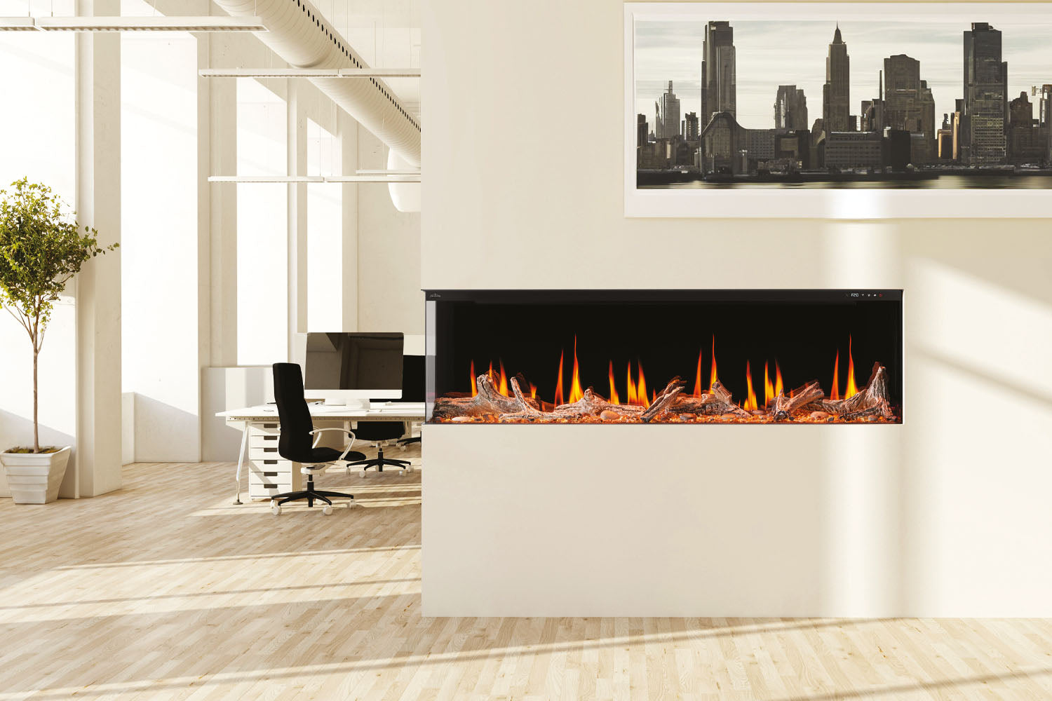 Napoleon Luminex 65-Inch LCD Virtual Smart Multi-Sided Built-In Electric Fireplace - Perfect for Living Room, Bedroom & Office Heating & Ambiance