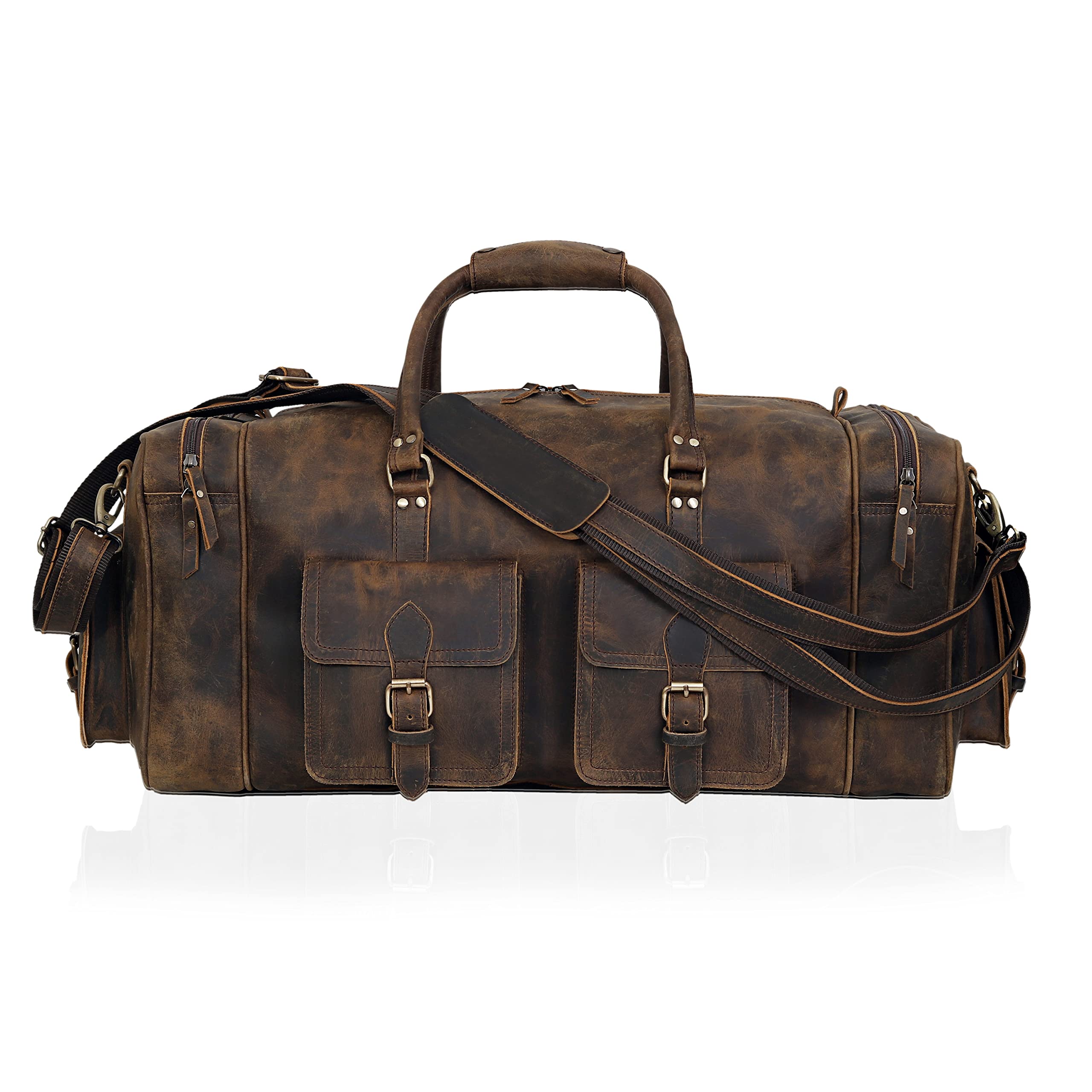 Premium Large Duffle Bags for Men - Heavy Duty Leather Travel Holdall, Spacious Gym & Sports Overnight Weekender Bag - Perfect for Business Trips, Gym Workouts & Weekend Getaways