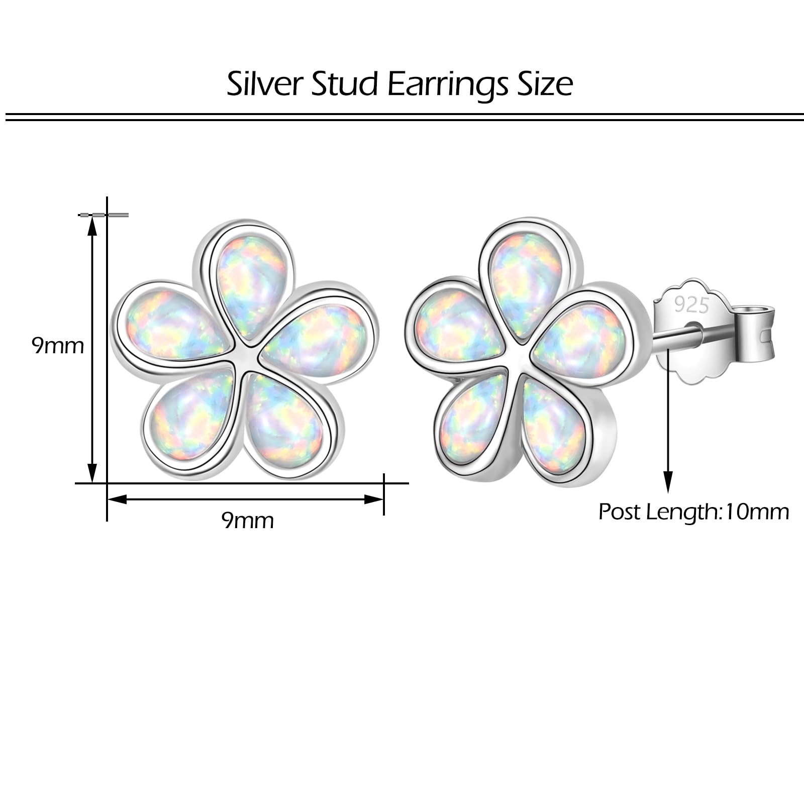 S925 Sterling Silver Opal Flower Stud Earrings for Women & Girls - Hypoallergenic Blossom Earrings, Perfect Jewelry Gift for Daughter, Kids & Teens | Everyday Wear, Birthday, Anniversary & Special Occasions