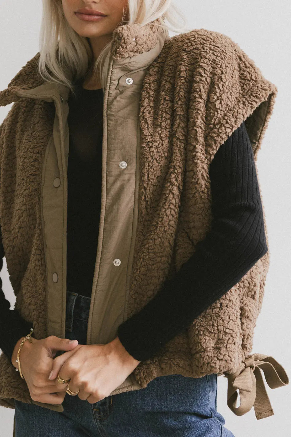 Johanna Sherpa Vest for Women - Cozy Brown Fleece Jacket | Warm Winter Outerwear for Hiking, Camping & Casual Wear | FINAL SALE