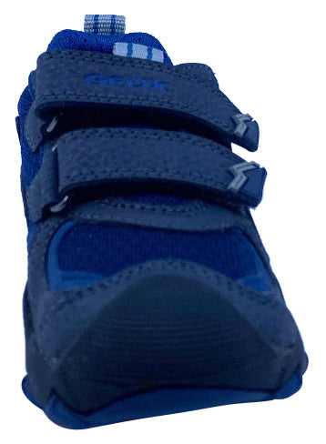 Geox Respira Boys J Buller Double Hook and Loop Sneaker Shoes - Navy/Grey - Comfortable Lightweight School & Casual Shoes for Active Kids