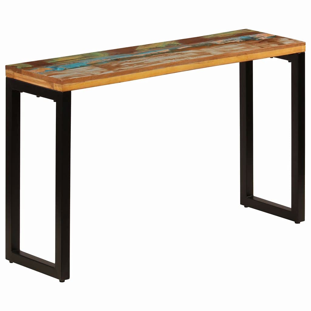 Vintage Rustic Console Table with Iron Frame Legs & 2